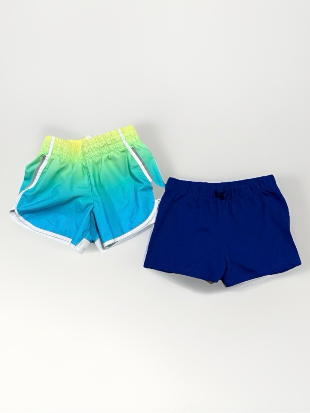 Girls Athletic Shorts Lot Sz M 7 / 8 Blue Green Ombre Running Place Cotton Blue